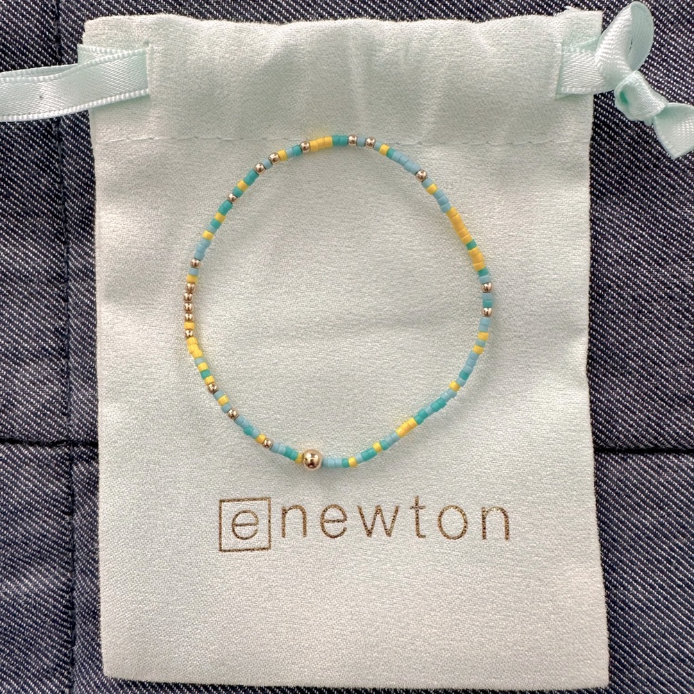 Authentic Enewton Hope Unwritten Gold/Lt Blue/Turquoise/Yellow Beaded Bracelet